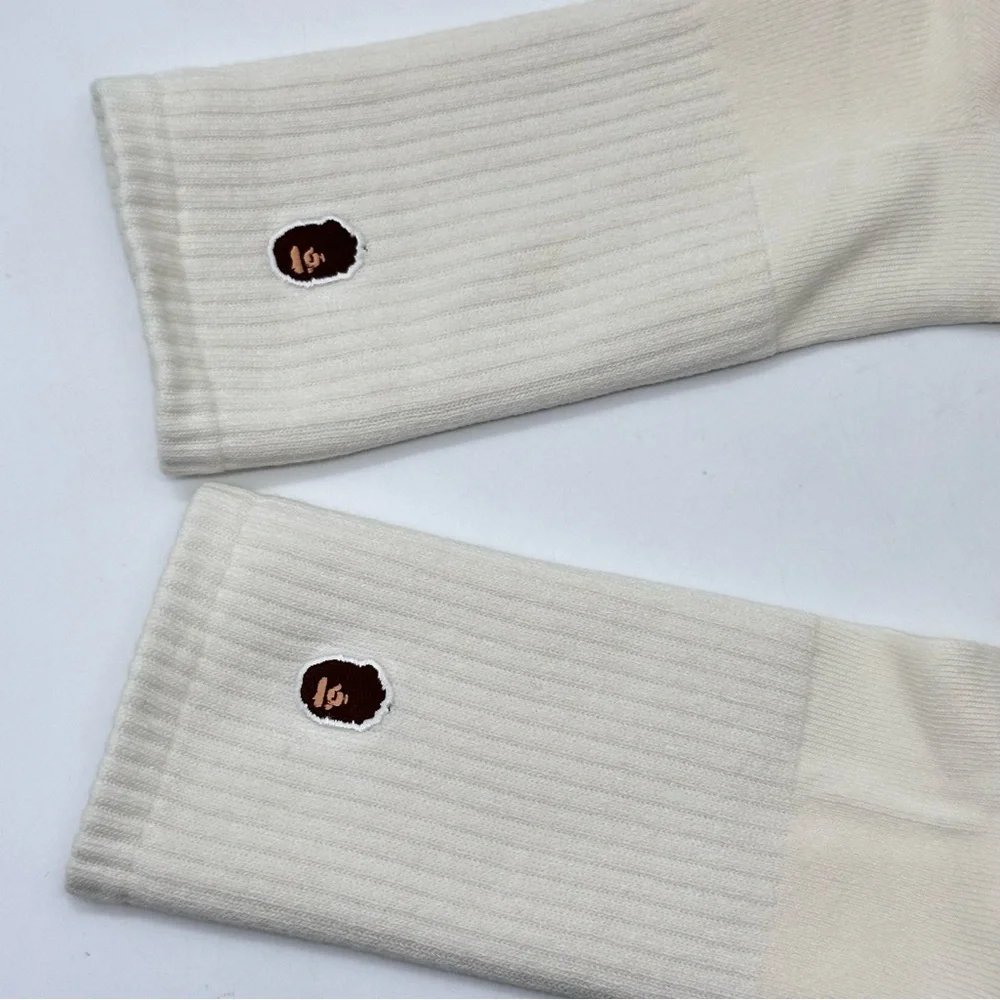 A Bathing Ape Head One Point Crew Socks (3 Pack) - White - Size S
